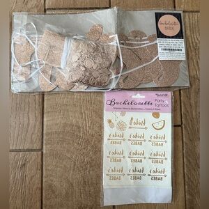 Gold Bachelorette Party Temporary Tattoos + Banner Bridal Party Wedding